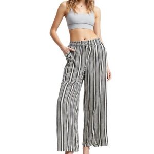 Old Navy Linen Cropped Striped Beach Pants in Black & White Size XS